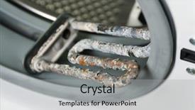 Presentation with machine - PPT theme having incrustations - washing machine and damaged electric background and a light gray colored foreground