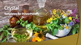  Presentation with tea cup - PPT theme with homoeopathy - cup of herbal tea background and a violet colored foreground