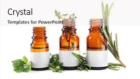  Presentation with bottles - Amazing slides having dropper bottles and herbs isolated on white backdrop and a white colored foreground