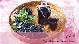  Presentation with liqueur - Cool new PPT theme with homemade chokeberry juice or liqueur backdrop and a coral colored foreground