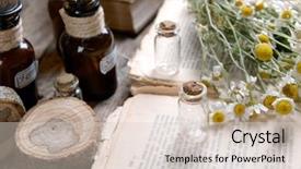  Presentation with old book - Colorful PPT theme enhanced with homoeopathy - old book with dry flowers backdrop and a lemonade colored foreground