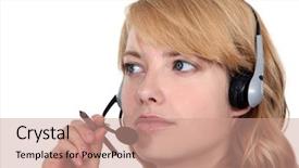  Presentation with call center agent reporting - Amazing slide set having ind - attentive call-center worker backdrop and a  colored foreground