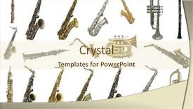  Presentation with wind instruments - Slide deck with ind - image of wind instruments isolated background and a  colored foreground