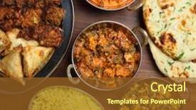  Presentation with indian food - Cool new slide deck with indain food - indian curries with rice backdrop and a tawny brown colored foreground