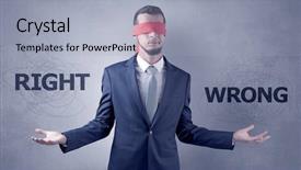  Presentation with eye - Presentation theme with indecision - covered eye indecisive businessman choosing background and a  colored foreground