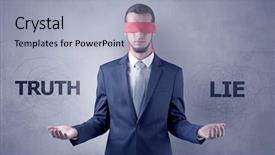  Presentation with eye - Slide deck consisting of indecision - covered eye indecisive businessman choosing background and a  colored foreground