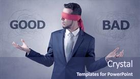  Presentation with love between man and woman - Slide deck consisting of indecision - covered eye indecisive businessman choosing background and a  colored foreground