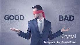  Presentation with eye - Presentation having indecision - covered eye indecisive businessman choosing background and a  colored foreground
