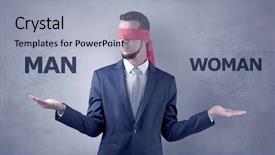  Presentation with eye - Beautiful presentation theme featuring indecision - covered eye indecisive businessman choosing backdrop and a  colored foreground