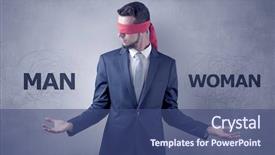  Presentation with eye - Colorful PPT theme enhanced with indecision - covered eye indecisive businessman choosing backdrop and a  colored foreground