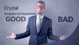  Presentation with love between man and woman - Slide set consisting of indecision - covered eye indecisive businessman choosing background and a  colored foreground