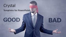  Presentation with love between man and woman - Audience pleasing presentation design consisting of indecision - covered eye indecisive businessman choosing backdrop and a  colored foreground