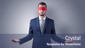  Presentation with eye - Amazing slides having indecision - covered eye indecisive businessman standing backdrop and a  colored foreground