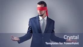  Presentation with businessman standing on maze - Audience pleasing PPT theme consisting of indecision - covered eye indecisive businessman standing backdrop and a  colored foreground