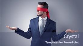  Presentation with businessman standing on maze - Amazing theme having indecision - covered eye indecisive businessman standing backdrop and a  colored foreground