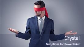  Presentation with businessman standing on mountain top - Audience pleasing PPT layouts consisting of indecision - covered eye indecisive businessman standing backdrop and a  colored foreground