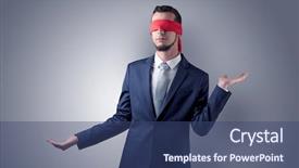  Presentation with businessman standing on maze - Slide set with indecision - covered eye indecisive businessman standing background and a  colored foreground