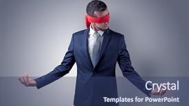  Presentation with eye - Cool new presentation theme with indecision - covered eye indecisive businessman standing backdrop and a  colored foreground