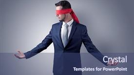  Presentation with eye - Audience pleasing slide set consisting of indecision - covered eye indecisive businessman standing backdrop and a ocean colored foreground