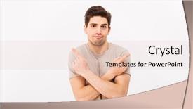  Presentation with fingers - Presentation theme enhanced with indecision - image of indecisive man wearing background and a lemonade colored foreground