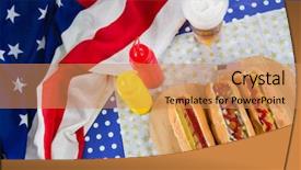  Presentation with shape heart - Theme with independance day themes - burgers arranged on heart shape background and a coral colored foreground