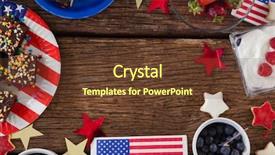  Presentation with 4th july - Presentation theme having independance day themes - various sweet foods and fruits background and a tawny brown colored foreground