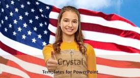  Presentation with independence day - Presentation theme with independence-day-gesture-and-patriotism background and a coral colored foreground