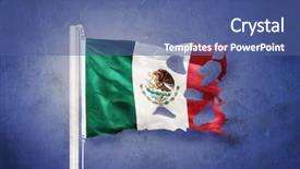  Presentation with mexico flag - Slide deck with independence day mexican - torn flag of mexico flying background and a ocean colored foreground