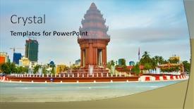  Presentation with phnom penh - Cool new PPT theme with independence-monument-in-phnom-penh backdrop and a light blue colored foreground