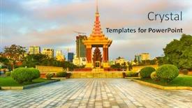  Presentation with phnom penh - Audience pleasing PPT layouts consisting of independence-monument-in-phnom-penh backdrop and a soft green colored foreground
