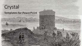  Presentation with attack drone - Amazing theme having independence movement - attack to martello tower near backdrop and a light gray colored foreground