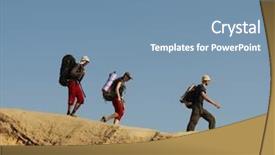  Presentation with mountain road up hill - Presentation theme enhanced with independence movement - friends going up along hill background and a seafoam green colored foreground