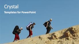  Presentation with hill - Colorful presentation theme enhanced with independence movement - friends going up along hill backdrop and a teal colored foreground