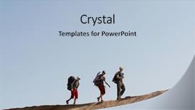  Presentation with mountain road up hill - Audience pleasing presentation theme consisting of independence movement - friends going up along hill backdrop and a light blue colored foreground