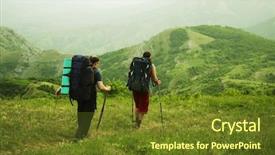  Presentation with hill - Amazing PPT theme having independence movement - people going up along hill backdrop and a tawny brown colored foreground