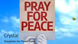  Presentation with peace the world - Cool new presentation theme with independence movement - pray for peace card backdrop and a light blue colored foreground