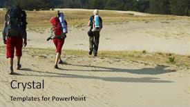  Presentation with trek in - Slide set having independence movement - tourists going up in trek background and a mint green colored foreground