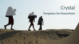  Presentation with trek in - Presentation theme featuring independence movement - tourists going up in trek background and a sky blue colored foreground