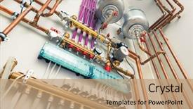  Presentation with house heating - PPT theme enhanced with independent heating system in boiler background and a coral colored foreground