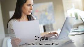  Presentation with working of lung - Beautiful slide set featuring independent job - businesswoman in office working backdrop and a  colored foreground