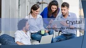  Presentation with team - Cool new presentation design with independent job - team of creatives brainstorming backdrop and a light blue colored foreground