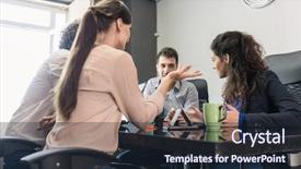  Presentation with team discussion - PPT layouts consisting of independent job - team of creatives having discussion background and a wine colored foreground