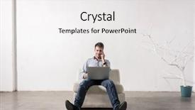  Presentation with 3d man sitting question mark - Audience pleasing theme consisting of independent job - young man sitting in empty backdrop and a white colored foreground