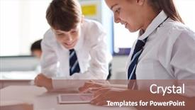  Presentation with high school students - Presentation design consisting of independent learning - two high school students wearing background and a violet colored foreground