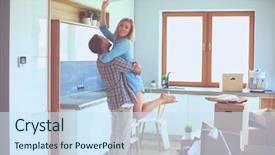  Presentation with new home - Slides enhanced with independent living - portrait of young couple moving background and a sky blue colored foreground