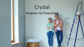  Presentation with new home - Audience pleasing slides consisting of independent living - portrait of young couple moving backdrop and a light gray colored foreground