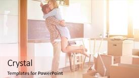  Presentation with movie theater loving couple - Beautiful slides featuring independent living - portrait of young couple moving backdrop and a lemonade colored foreground