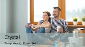  Presentation with movie theater loving couple - Slide deck enhanced with independent living - portrait of young couple moving background and a light gray colored foreground