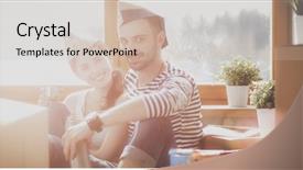  Presentation with moving targets - Amazing slide set having independent living - portrait of young couple moving backdrop and a soft green colored foreground