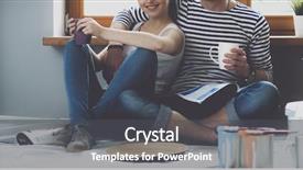  Presentation with new home - Cool new slide deck with independent living - portrait of young couple moving backdrop and a dark gray colored foreground